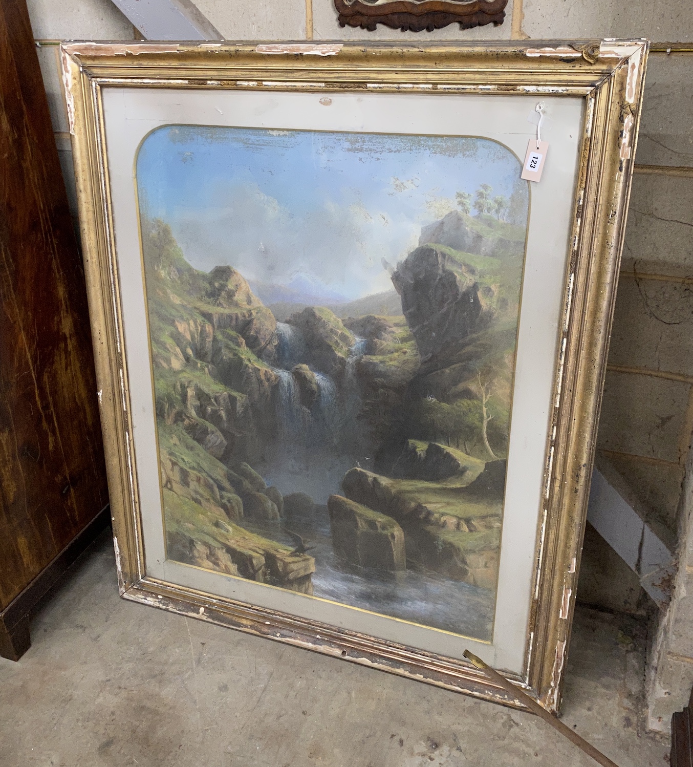 John Shearer Bowman (Australia/British 1819-1909), pastel, Falls on the Crackenback River, South of Mount Kosciuszko, New South Wales, monogrammed and dated 1872, numbered 186, 86cm x 111cm.